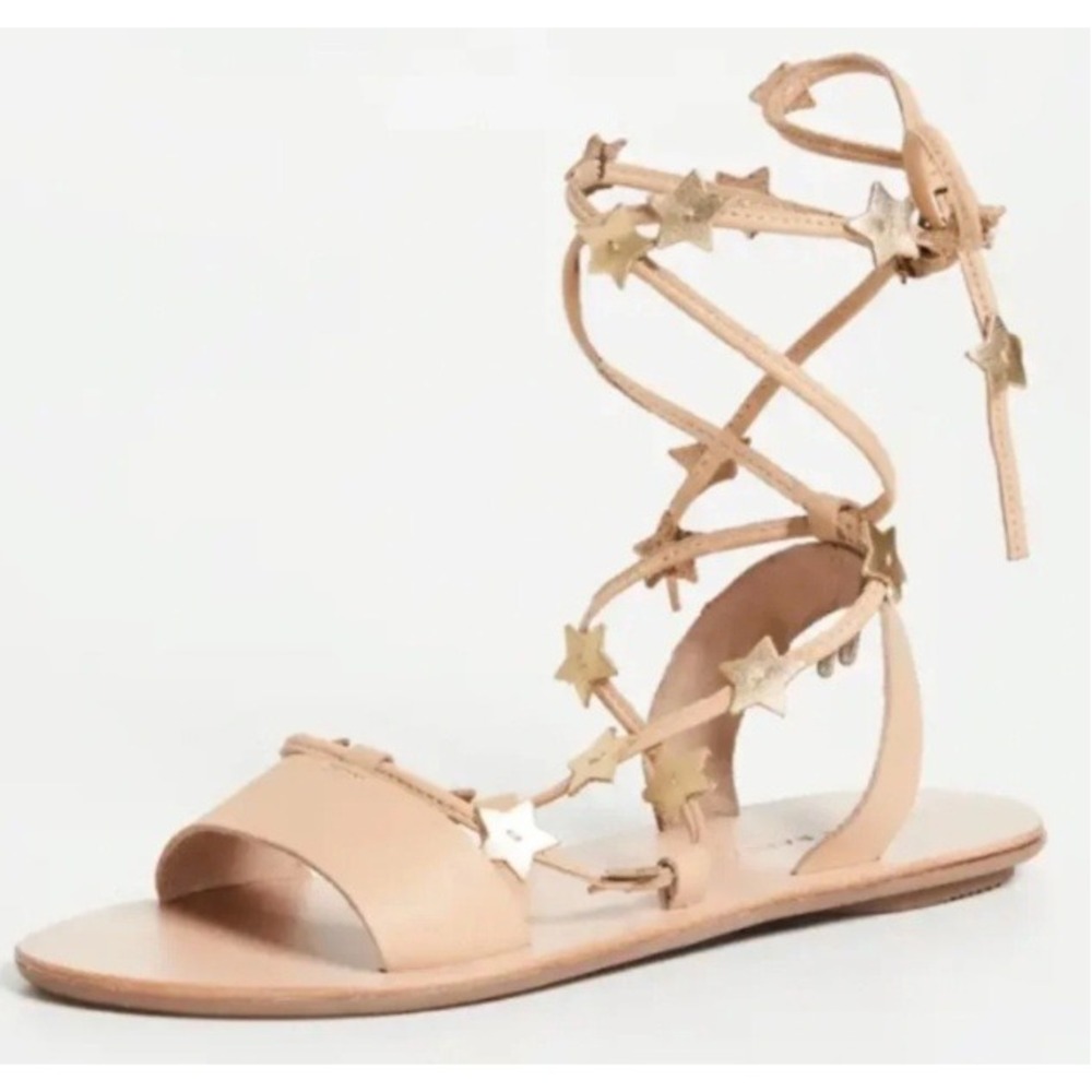 Loeffler Randall Star Gladiator Sandals Tan Gold Leather Womens 7 Excellent